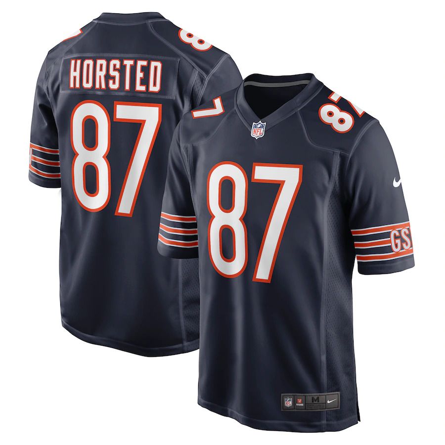 Men Chicago Bears #87 Jesper Horsted Nike Navy Game NFL Jersey